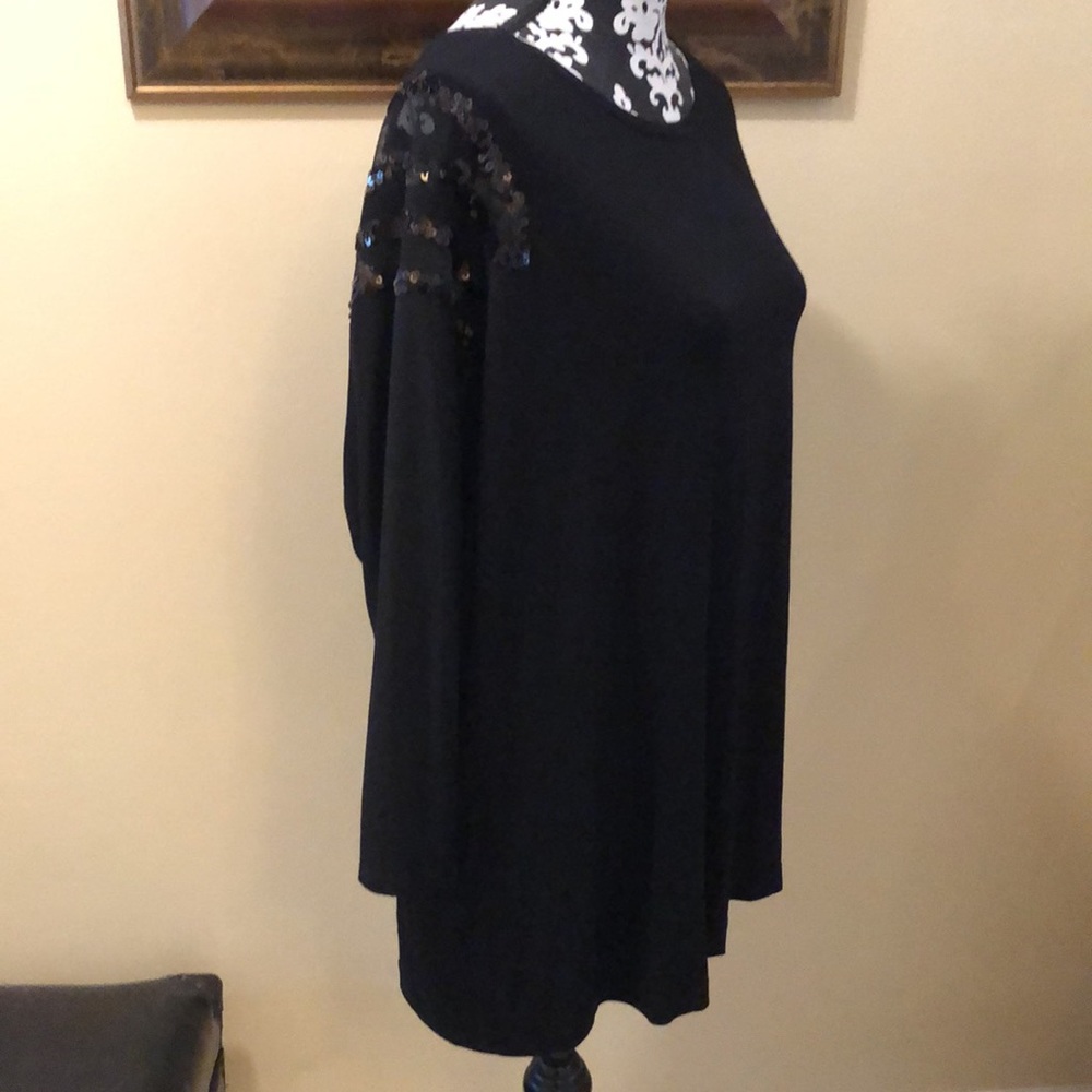❤️Nelly Sequins in mesh embellished shoulders comfy long dolman sleeve top